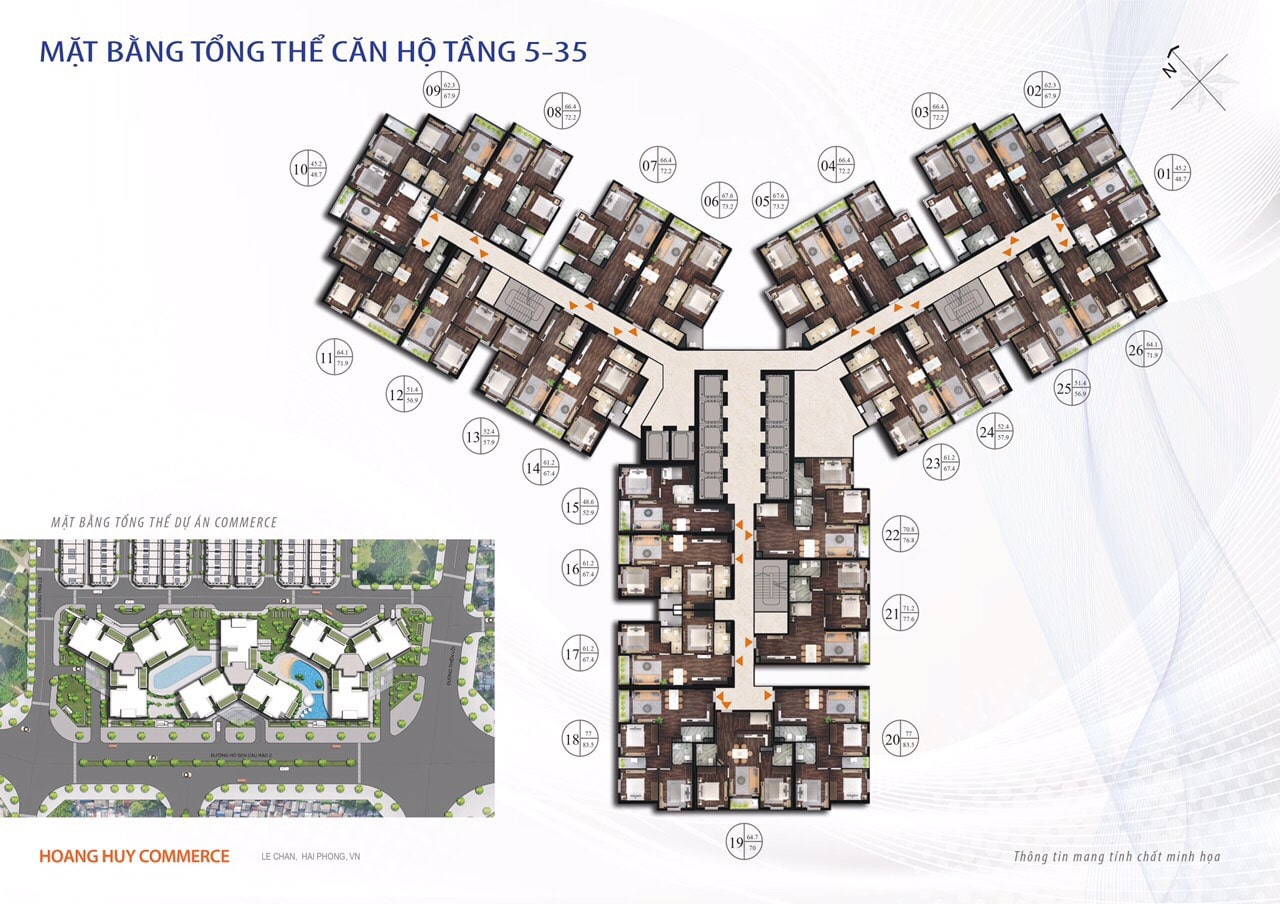 Mặt bằng tầng 5 - 35 Toà Tulip Hoàng Huy Commerce