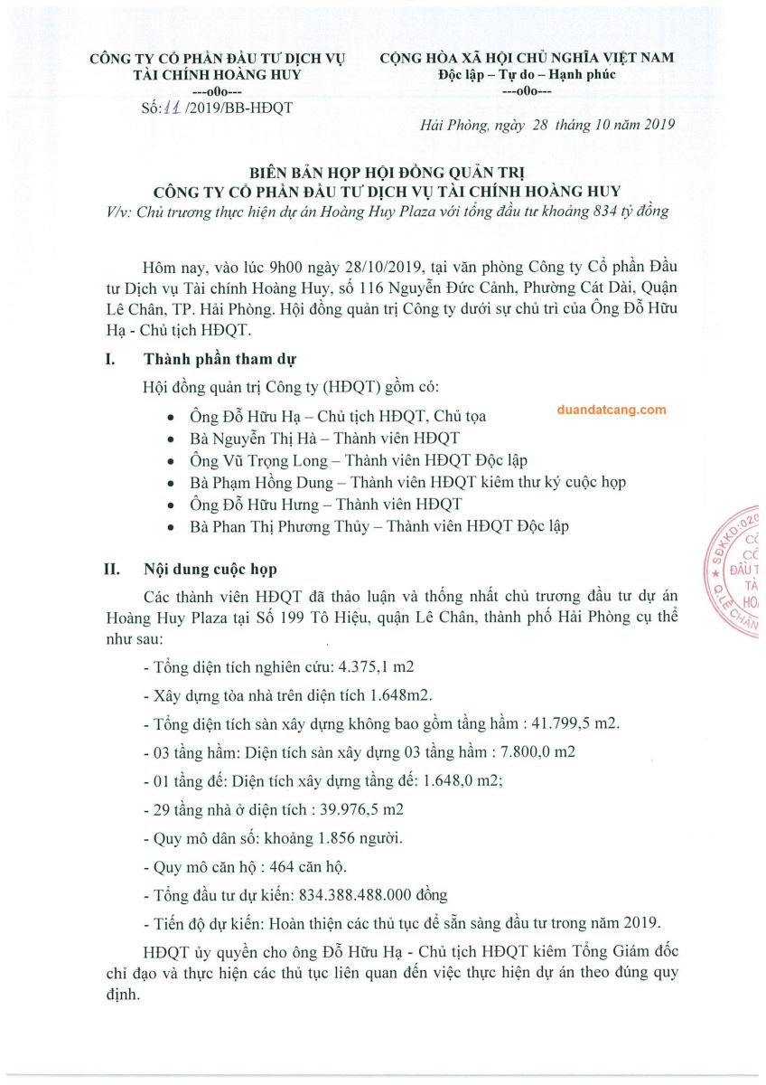 Nghị quyết về việc thực hiện dự án Hoàng Huy Plaza - Ảnh 3