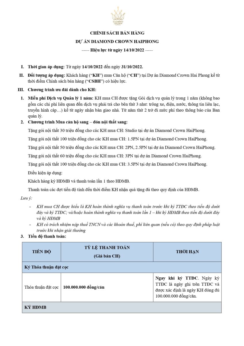 Chính sách bán hàng Diamond Crown Hải Phòng 27/10/2022 (1)