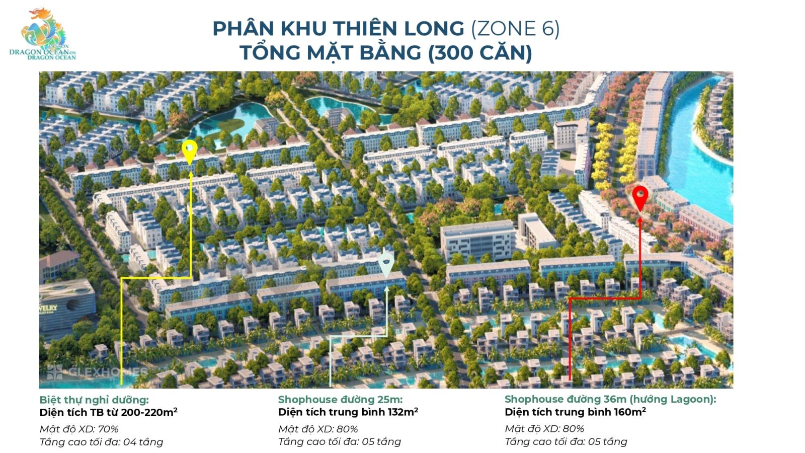Mặt bằng phân khu Thiên Long zone 6
