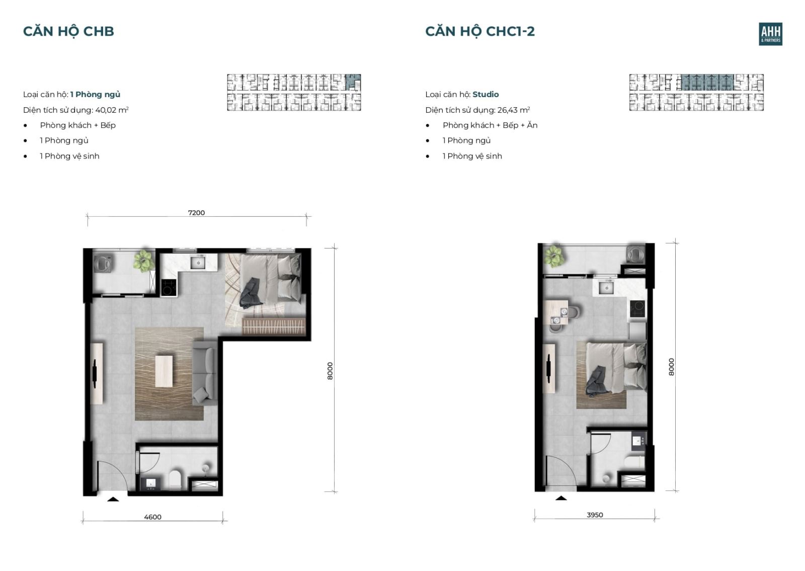 Thiết kế căn 1.5 ngủ và studio Evergreen Tràng Duệ 1