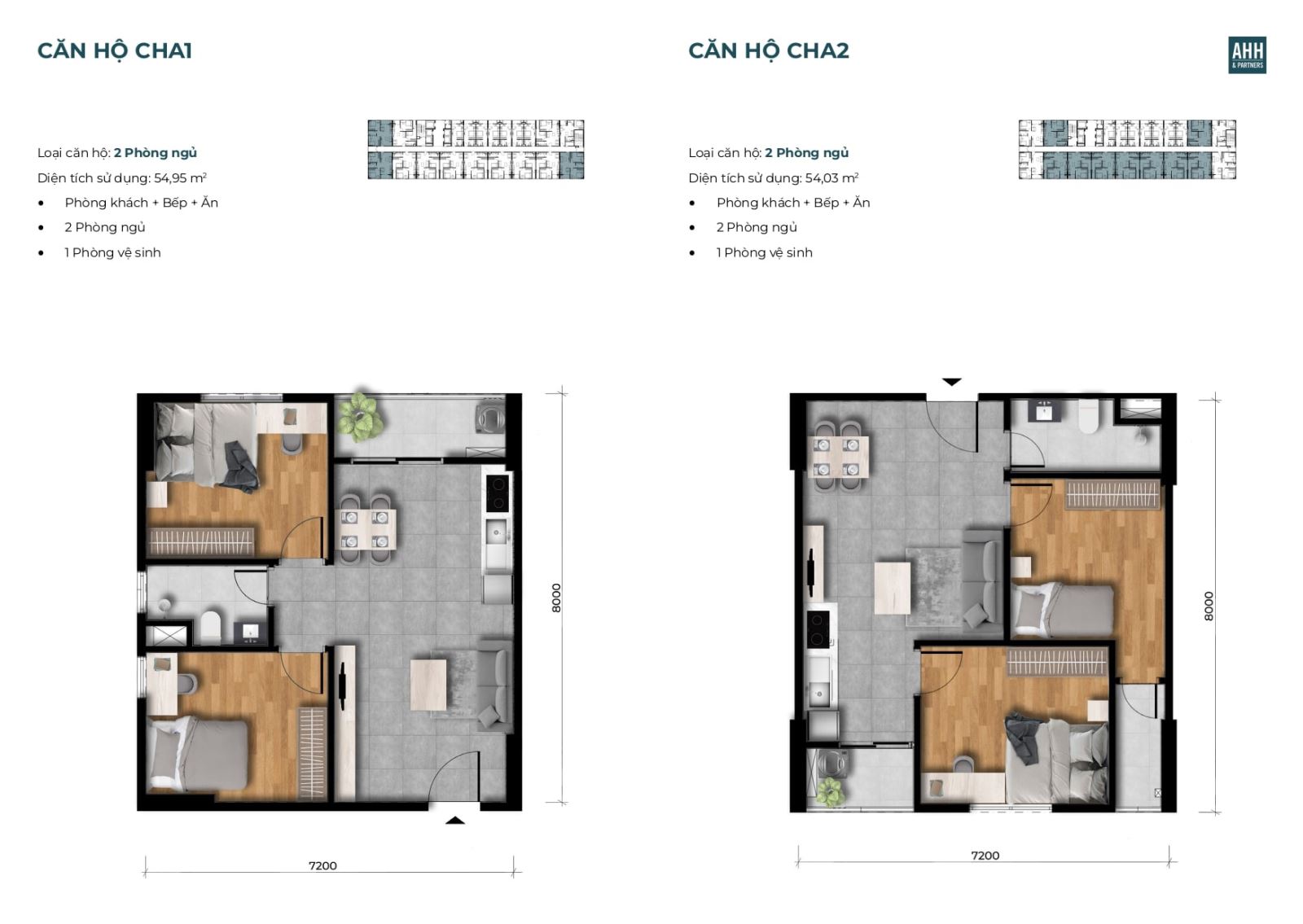 Thiết kế căn 2 ngủ Evergreen Tràng Duệ 1