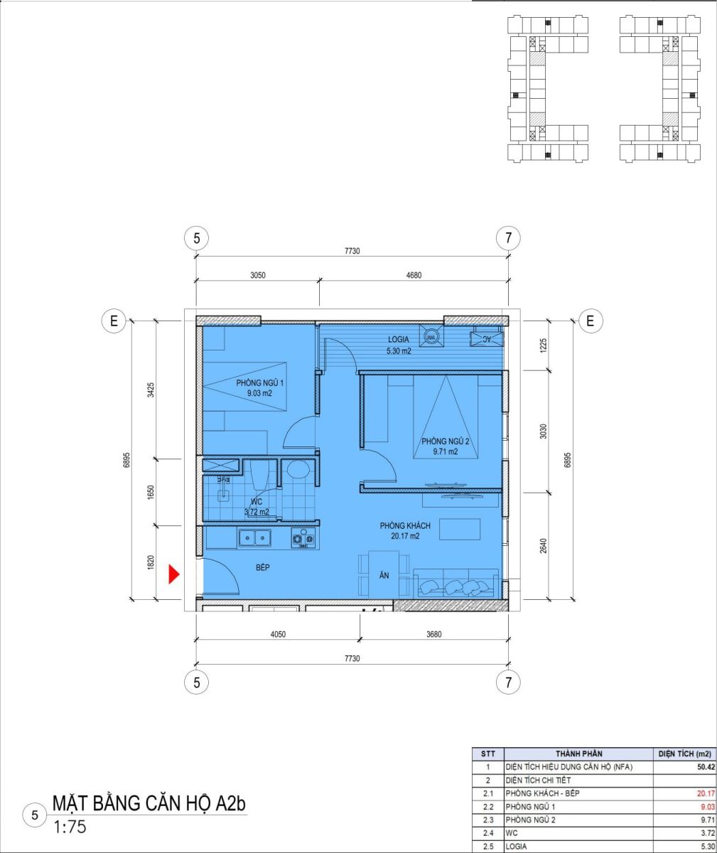 Căn hộ 50.42m2 Harbor Residence