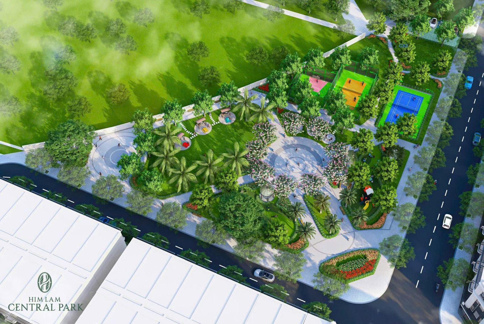 Phối cảnh khu tiện ích ngoài trời Him Lam Central Park