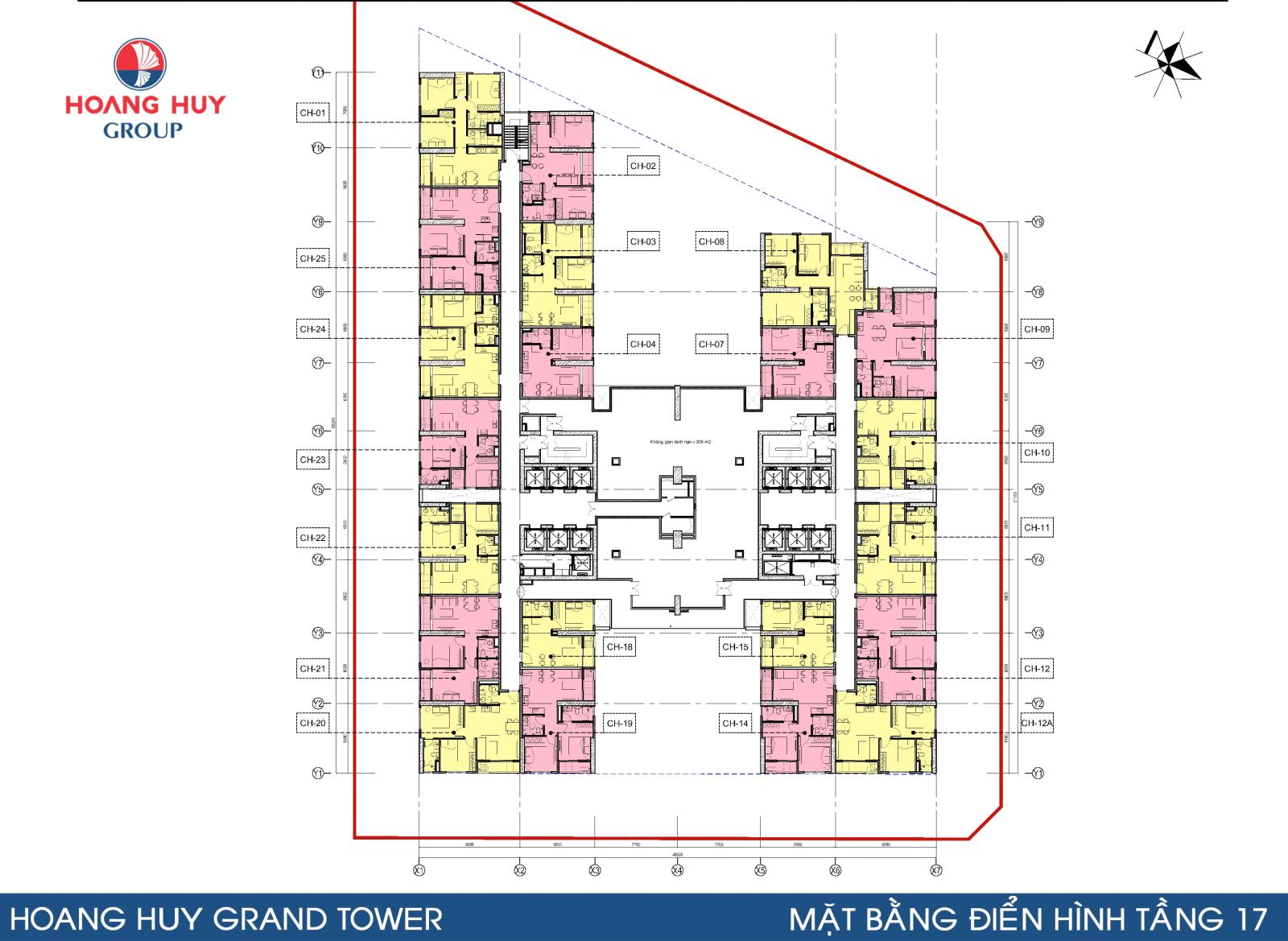 Mặt bằng tầng 17 hoàng huy grand tower