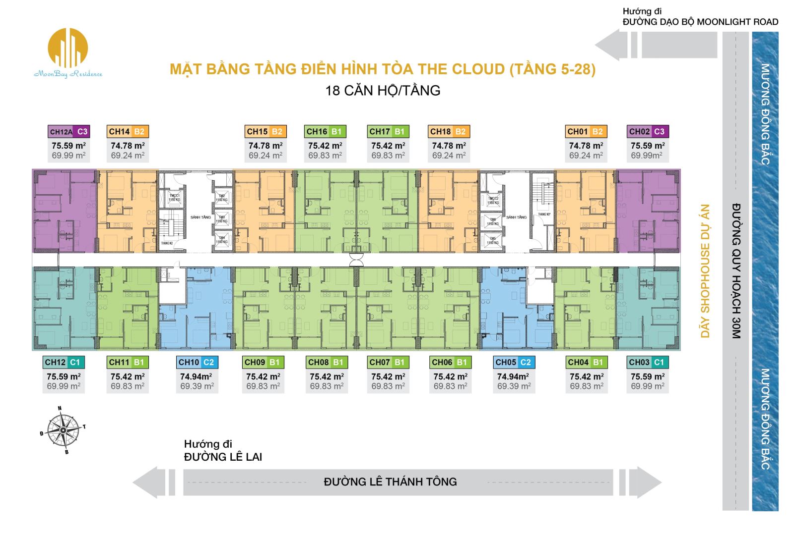 Mặt bằng tòa CT3 Moonbay Residence - Khu nhà ở xã hội 384 Lê Thánh Tông